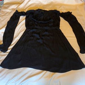 Black mini off the shoulder dress